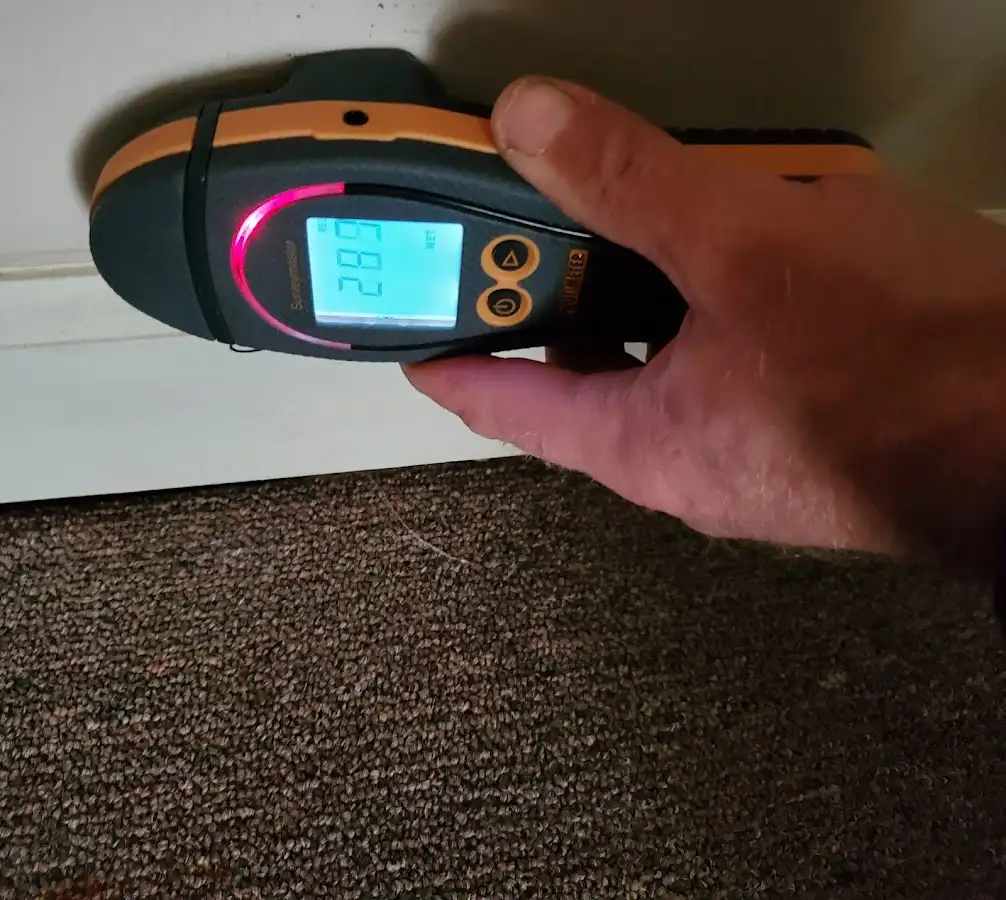 Moisture detection at baseboard during Mold Inspection & Testing in Lewiston